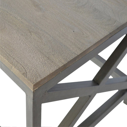 43" Natural and Black Solid Wood and Iron Coffee Table