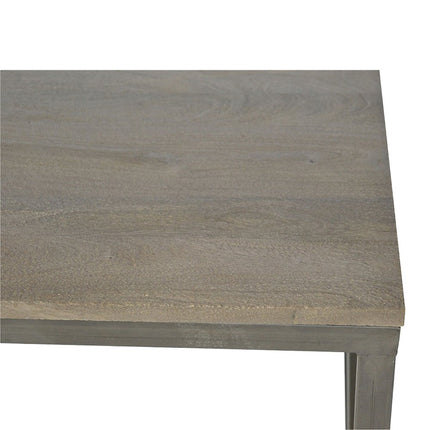 43" Natural and Black Solid Wood and Iron Coffee Table
