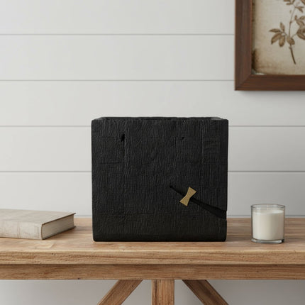 Black Wood Square Pot Planter