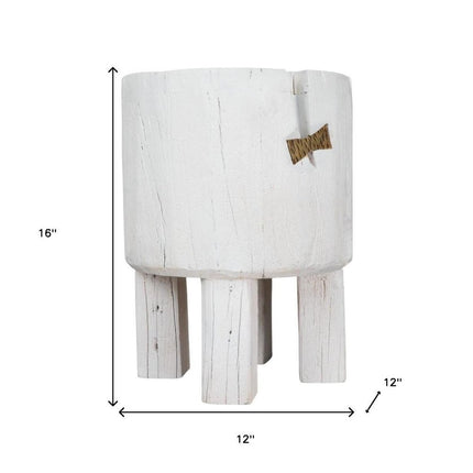 White Wood Pot Planter