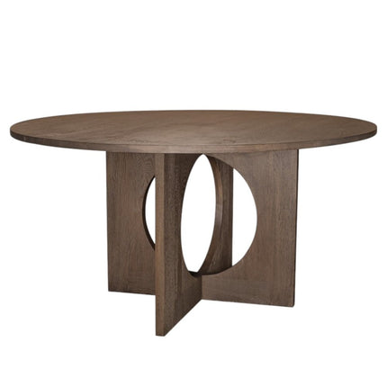 60" Natural Solid Wood Pedestal Base Round Top Dining Table