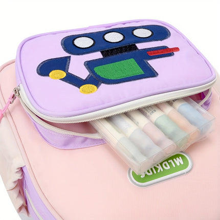 Kids' Cartoon Construction Vehicle Backpack Adjustable Straps, Lightweight,