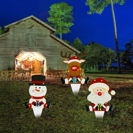 Christmas Scene Decoration With LED Lights Snowman Elk