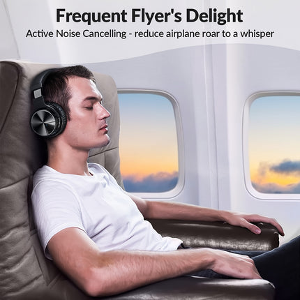 Playtime Wireless 5.2 Active Noise Canceling Over-Ear Headphones Microphone, USB Charging