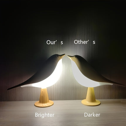 1pc Adjustable Light Touch Bird Table Lamp, Wireless 3-Color Temperature Sensor LED Night Light,