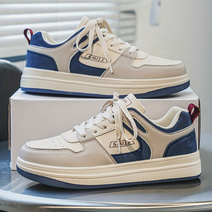 Men's Retro Color Block Skate Sneakers - Comfortable Casual Running Shoes with "SAI" Design