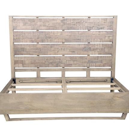 Gray Slat Back Solid Wood King Bed Frame