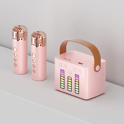 Wireless Bluetooth Speaker Family KTV Colorful Light Microphone