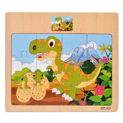Wooden 12-piece Puzzle Puzzle Infant Children Early Childhood Educational Toys Animal Transportation Wooden Puzzle Toy