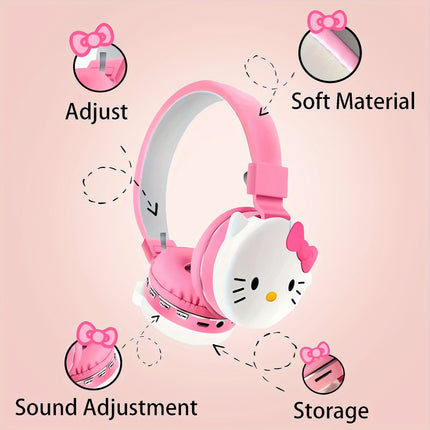 Hello Kitty Headphones Foldable Wireless Headset Kuromi Headphones Cute Earphones, Gaming Headset