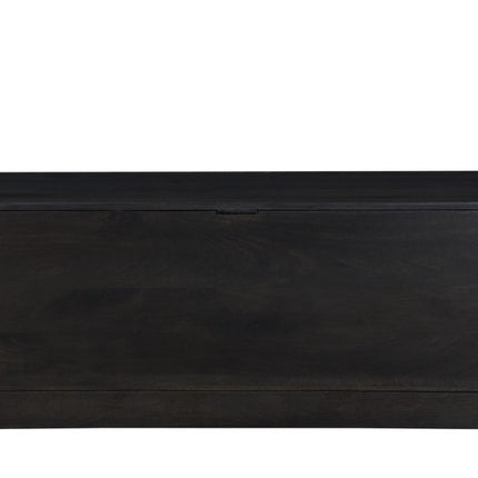 52" Dark Brown Solid Wood Storage Ottoman