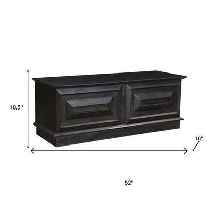 52" Dark Brown Solid Wood Storage Ottoman