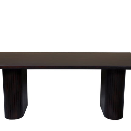 82" Dark Brown Wood Double Pedestal Base Dining Table