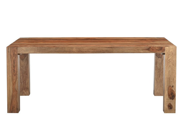 Seven Piece Brown Solid Wood Dining Set with Six Chairs and One Bench