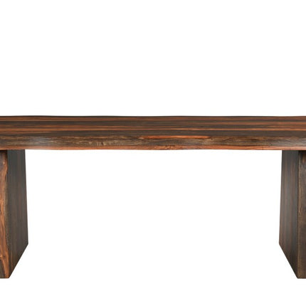 Nine Piece Brown Solid Wood Dining Set with Eight Chairs and One Bench