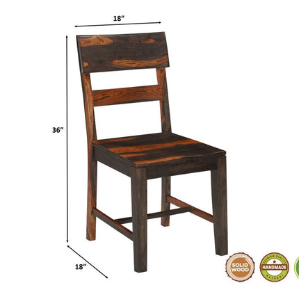 Nine Piece Brown Solid Wood Dining Set with Eight Chairs and One Bench