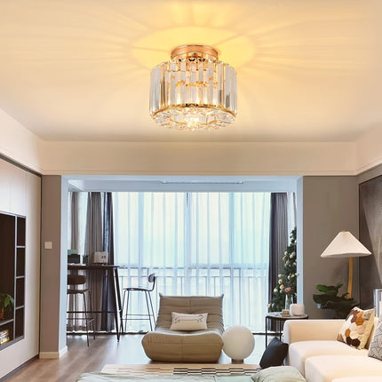 Modern Crystal Ceiling Light - Vintage K9 Crystal Chandelier Metal Cages Lampshade Metal E27 Socket