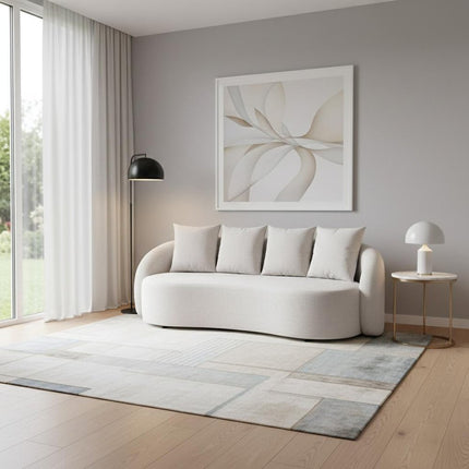 91" Beige Polypropylene Sofa