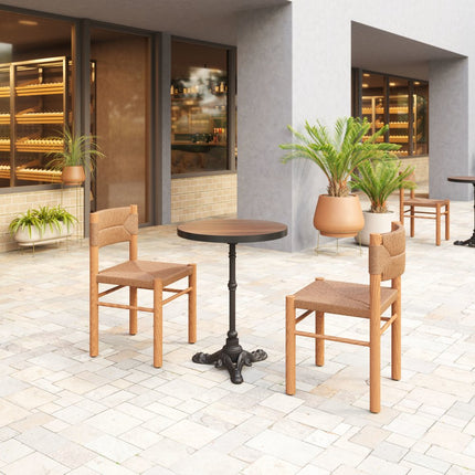 Set of Two Natural Aluminum Open Back Dining Side Chairs