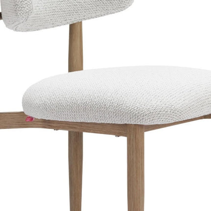White and Brown Olefin Curved Back Dining Side Chair