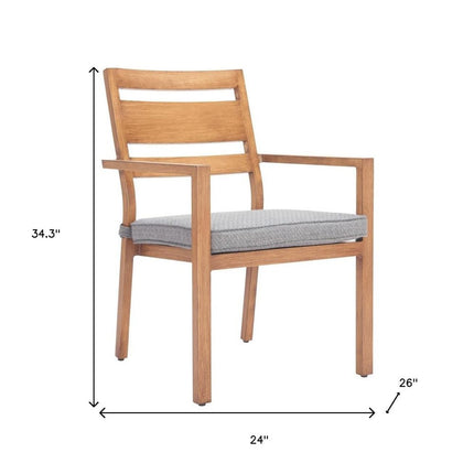 Set of Two Natural Slipcovered Slat Back Dining Arm Chairs