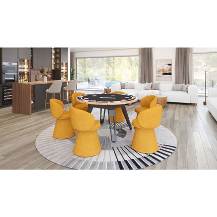 42" White and Natural Corduroy And Fabric Ottoman