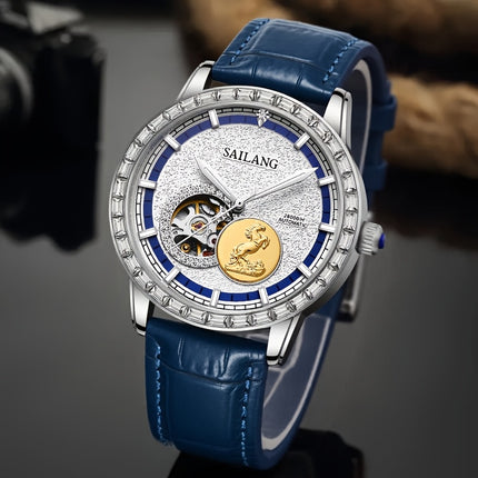 Men'S Luxury Automatic Mechanical Watch with Skeleton Dial & Exposed Movement