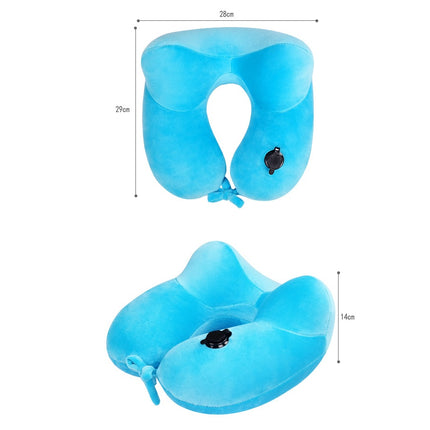 U-shaped inflatable neck pillow