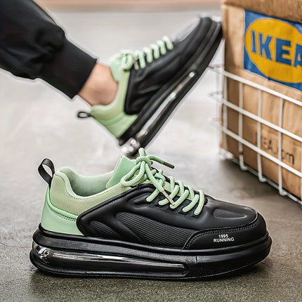 Men's Low-Top Sneakers - PU Upper & Rubber Sole, All-Season Lace-Up Casual Shoes