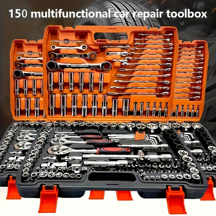 151/46pcs Automotive And Motorcycle Repair Tool Kit - Made of Durable Chrome Vanadium