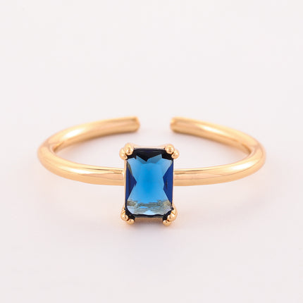 Retro Color Zircon 12th Birthday Stone Ring Simple Bracelet Ring