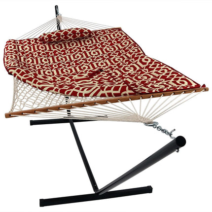 Red Geometric Spreader Bar Hammock Hammock Stand Included