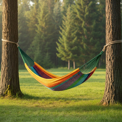 Green Red And Yellow Striped Double Hammock