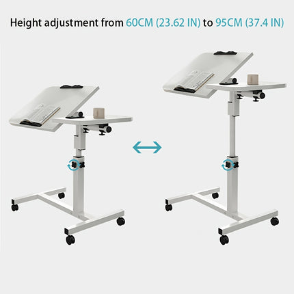 Movable Overbed Table With Wheels, 23.6-37.4in Adjustable Height Overbed Table, Rolling Tray Table,