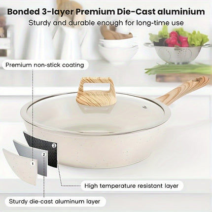 12 POTS and pans Set, Non-stick Cookware Set, Induction Cookware Non-stick Granite Cooking Set