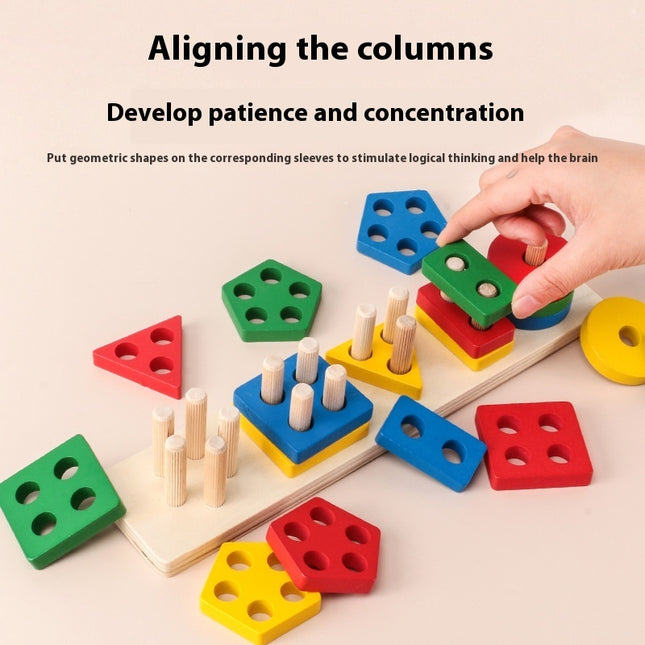 Montessori Geometric Shaped Sets Of Columns Matching Building Blocks
