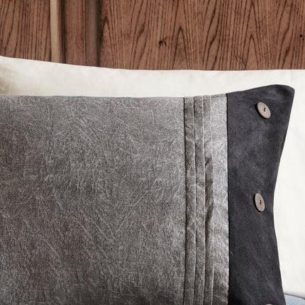 Set of Seven Gray King Ring Stitch Polyester Sham And Comforter