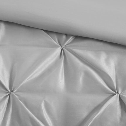 Set of Seven Gray Full Ring Stitch Polyester Sham And Comforter