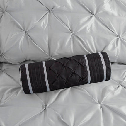 Set of Seven Gray Full Ring Stitch Polyester Sham And Comforter
