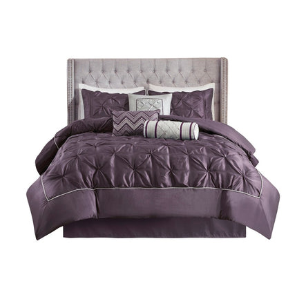 Set of Seven Plum King Ring Stitch Polyester Sham And Comforter