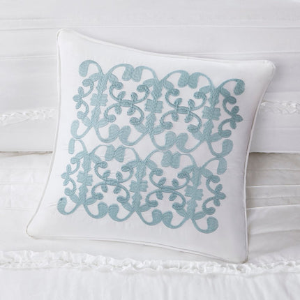 Set of Five White King Ring Stitch Polyester Sham And Comforter