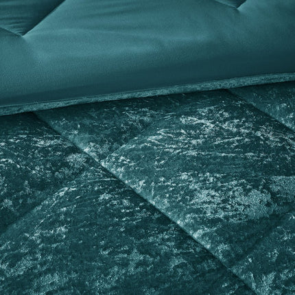 Set of Three Teal Blue Twin Ring Stitch Polyester Sham And Comforter