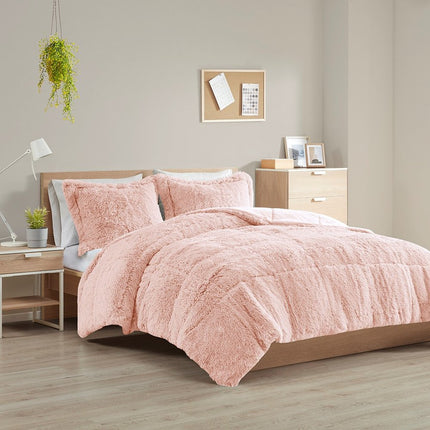 Set of Two Blush Twin Ring Stitch Polyester Sham And Comforter