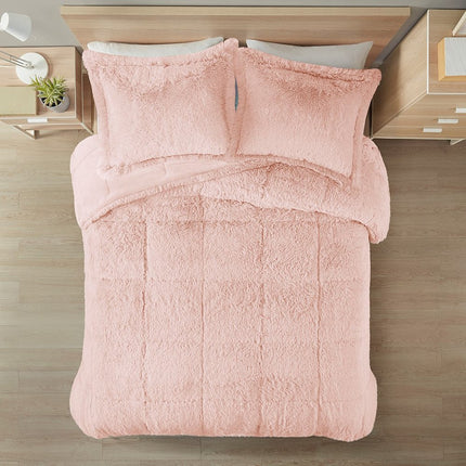 Set of Two Blush Twin Ring Stitch Polyester Sham And Comforter