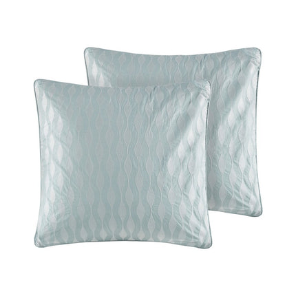 Set of Four White And Aqua King Ring Stitch Sham And Comforter