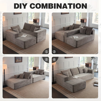 Sofa, Boneless Deep Seat Modular Couch, No Assembly Required, Minimalist Modern Design