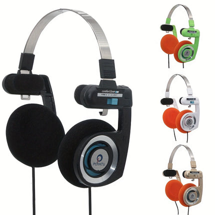 Headphones with Built-in Mic - Immersive Stereo Hifi Sound - Foldable, Portable