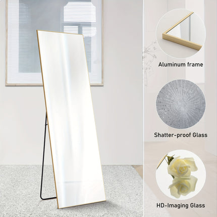 Aluminum Alloy Frame Standing Leaning Hanging Full Body Mirror for Wall