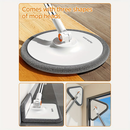Spin Mop  and Bucket System, Includes Three Types Mop Heads, Dual Compartment Mop Bucket