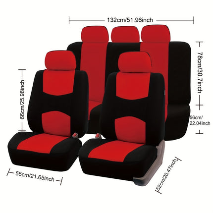 Polyester Crescent Moon Pattern Low-Back Car Seat Covers 9-Piece Set